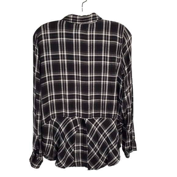 Lucky Brand Womens Size L Shirt Button Plaid Split Back Peplum Skirted Shirttail - Picture 3 of 9